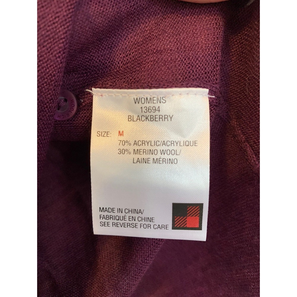 Women's Woolrich Lightweight Wool Blend Pullover V-Neck Sweater Medium Purple - Picture 6 of 7